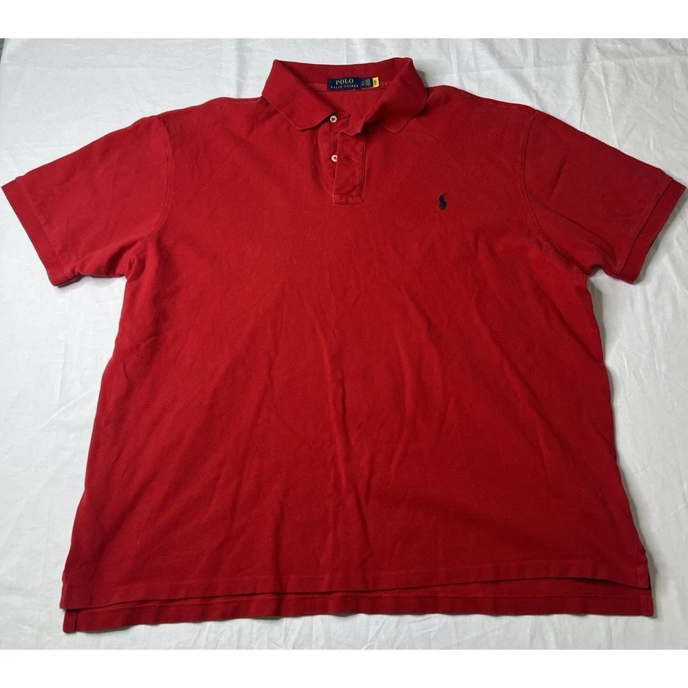 *Polo‎ Ralph Lauren Mens Red Polo Shirt Size 2XB / 2TG Short Sleeve